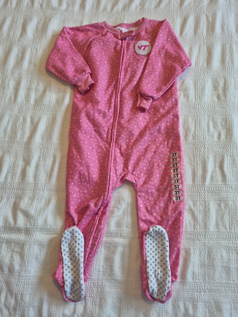 KA Knights Apparel girls size 3T pink winter footie  zip closure NEW
